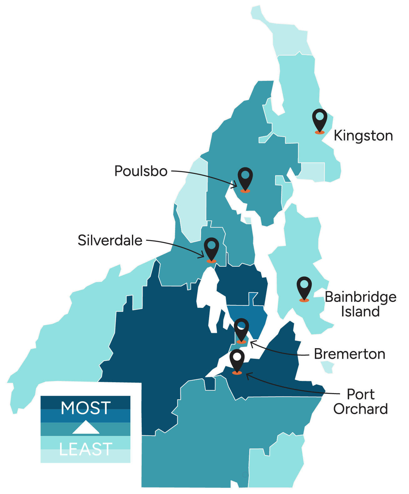 Map of Kitsap county.